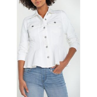 Liverpool L.A. Fit & Flare Denim Trucker Jacket in Bright White at Nordstrom, Size X-Large P