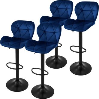 ML Design Ml-design - Juego De 4x Taburetes De Bar Tapizados En Piel Sint&eacute;tica Pu Azul Sillas Con Respaldo Ergon&oacute;mico Y Reposapi&eacute;s Asiento C&oacute;modo De Mostrador R