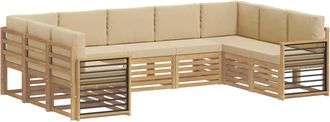 vidaXL Conjunto De Sof&aacute;s De Exterior 9 Uds. Y Beige Poli&eacute;ster Vidaxl