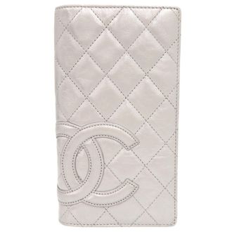 Chanel Silver Leather Long Wallet (Bi-Fold) (Pre-Owned)