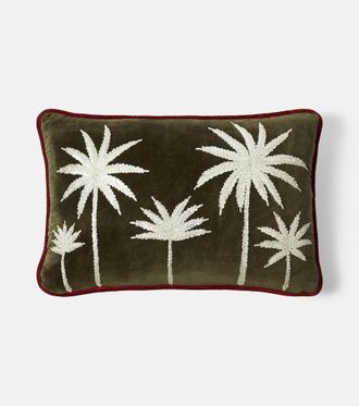 Les-Ottomans Embroidered cotton velvet cushion
