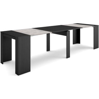 Skraut Home Consolle allungabile, Tavolo consolle allungabile, 300, Per 14 persone, Tavolo da pranzo, Stile moderno, Grigio Cemento - Skraut Home