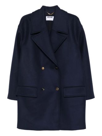 Moschino double-breasted coat - women - Virgin Wool/Cashmere/Polyamide/Acetate/Cotton/Cupro - 42 - Blue