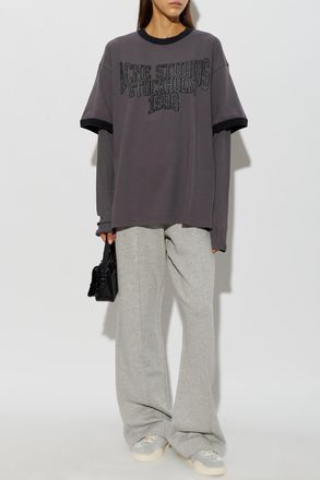 Acne Studios Cotton Long Sleeve T-shirt, Womens, Grey