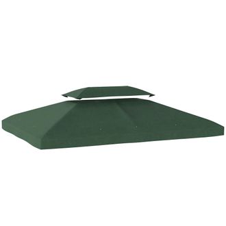 OUTSUNNY Techo De Repuesto Para Cenador 4x3 M Con Techo Doble, Orificios De Drenaje Y Protecci&oacute;n Uv, Solo Toldo De Recambio Para Pabell&oacute;n, Verde