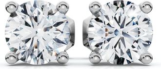 Pompeii3 1 Ct TW Round Cut Diamond Screw Back Studs 14k White Gold Lab Grown