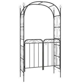vidaXL Vidaxl - Arco De Jard&iacute;n Con Puerta Acero Negro 108x45x235 Cm