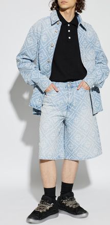 Casablanca Denim Shorts With Shimmering Sequins, Mens, Light Blue