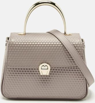 Aigner Old Rose Textured Leather Small Genoveva Top Handle Bag