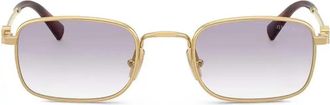 Miu Miu Eyewear Rectangle-Frame Sunglasses - Womens - Metal