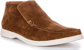Justinreess England Mens One Piece Pull On Soft Chukka (Camel, UK 10)