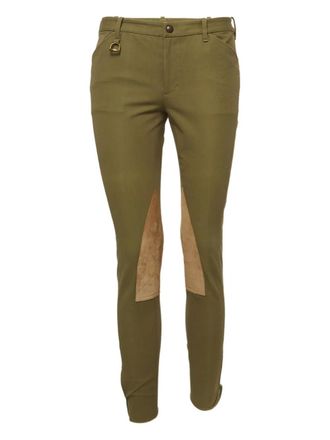 Ralph Lauren knee-patch trousers - women - Cotton/Elastane/Suede - 6 - Green