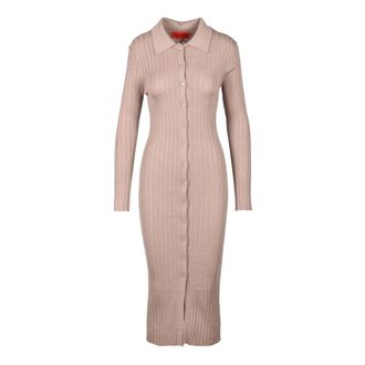 Wild Cashmere Zijde Kasjmier Gebreide Chemisier Jurk - Dames - Kleedjes - Beige - L - Kasjmier - Kleedjes