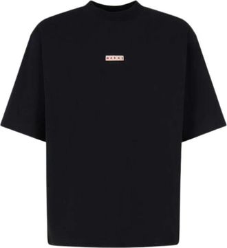 Marni Logo Patch Drop Shoulder T-Shirt - Dames - T-shirts - Zwart - 3XL - Katoen - Tops