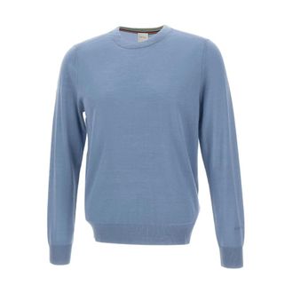 Paul Smith Round-neck Knitwear, male, Blue, XL, Wool Crewneck Jumper