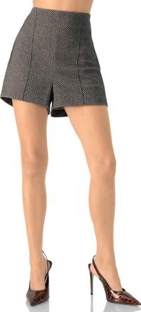 Ivonne Tailored Checkered Shorts in Black at Nordstrom, Size 14