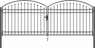 vidaXL Puerta De Cerca Con Cerradura Gris 301 X 224.5 Cm Acero Vidaxl