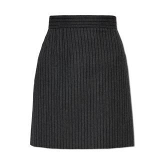 Versace Rokken, Dames, Grijs, M, Wol, Wool Striped Skirt