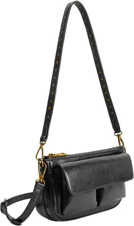 Melie Bianco Womens Aria Recycled Vegan Leather Shoulder Bag In Black