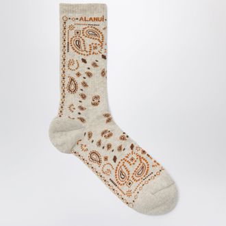 Alanui Calzini con motivo bandana in misto cotone bianchi