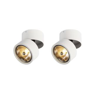 QAZQA Qazqa + Industrial Set De 2 Focos Redondos Blancos Regulables - Go Nine Aluminio Redonda Adecuado Para Led Max. 2 X 40 Watt