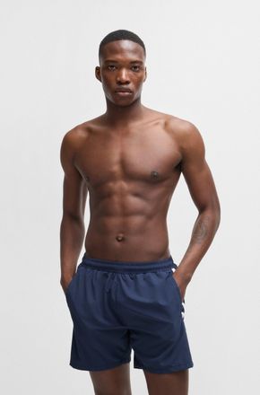 HUGO BOSS Badeshorts BOSS Dolphin, Herren, Gr. XXL, N-Gr, blau (marine), Microfaser, Polyester, unifarben mit Farbeinsatz, Badehosen Badeshorts, mit seitlichem 