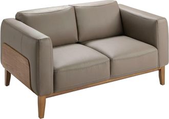 Angel Cerd&aacute; Sof&aacute; 2 plazas tapizado piel detalles nogal