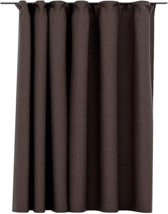 vidaXL Cortina Opaca Con Ganchos Look De Lino Gris Taupe 290x245 Cm Vidaxl