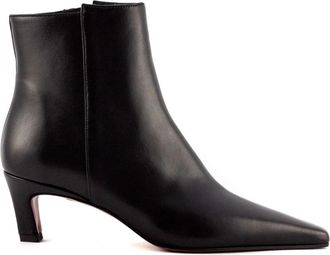 Roberto Festa Milano Zwarte leren enkellaars met puntige neus - Dames - Laarzen met Hak - Zwart - 38 EU - Leer - Schoenen