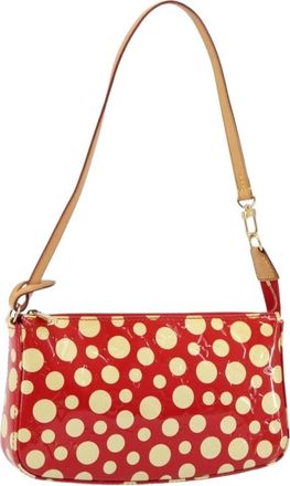 Louis Vuitton Pochette Accessoires Yayoi Kusama Painted Dots Monogram Vernis Red Patent_Leather Bag (Pre-Owned)