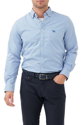 Rodd & Gunn Sports Fit Gingham Button-Down Oxford Shirt in Sea Blue at Nordstrom, Size Xxx-Large