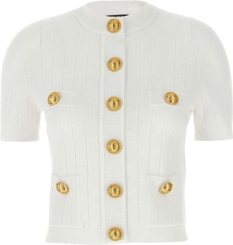 Balmain White Knitted Cardigan