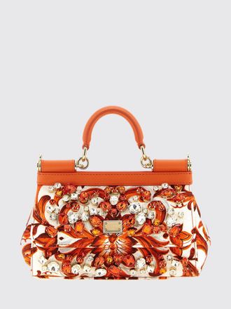 Dolce & Gabbana Sicily Mini Calfskin Leather Bag with Maiolica Print and Crystals