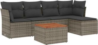 vidaXL Vidaxl - Set De Muebles De Jard&iacute;n 6 Pzas Y Cojines Rat&aacute;n Sint&eacute;tico Gris