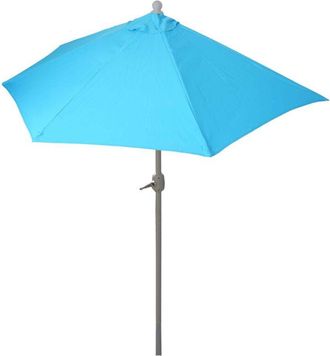 Hhg Nunca Usado] Parasol De Media Ca&ntilde;a Parla, Parasol De Balc&oacute;n, Poli&eacute;ster/aluminio Uv 50+ 3kg, 270cm Turquesa Sin Soporte