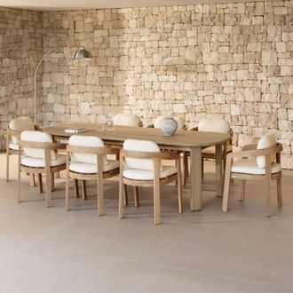 Sklum Set De Mesa Ovalada 240x100 Cm Y 8 Sillas De Jard&iacute;n En Madera De Acacia Uleno Sklum