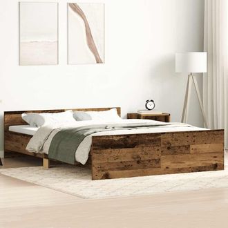 Berkfield Home Bed Frame without Mattress Old Wood 135x190cm Engineered Wood in Brown | Size: 135x190 cm