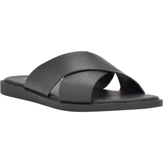 Calvin Klein Enrico Slide Sandal in Black Tumbled at Nordstrom Rack, Size 12
