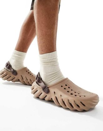 Crocs Unisex Echo clogs in latte brown-Green