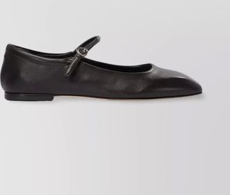 Aeyde uma square toe ballet flats with buckle detail