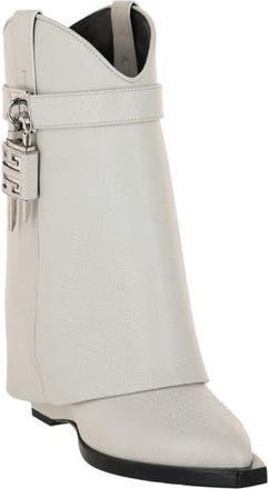 Givenchy Shark Lock Leather Cowboy Boot in Ivory at Nordstrom Rack, Size 4Us / 35Eu