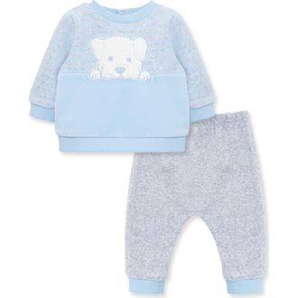 Little Me Puppy Sweatshirt & Joggers Set in Grey at Nordstrom, Size 3M
