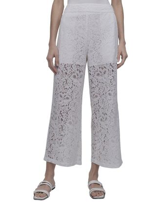 DKNY Dkny Lace High-Waist White Straight Leg Cropped Trouser