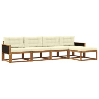 vidaXL Conjunto De Sof&aacute;s De Exterior Con Coj&iacute;n 5 Pcs Natural Y Crema Vidaxl