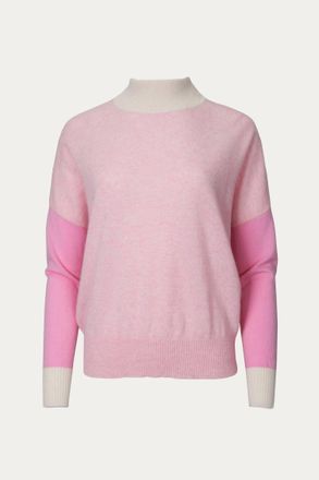 Brodie Isabella Colorblock Cashmere Jumper In Crystal Pink