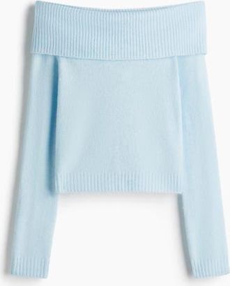 H&M Off-the-shoulder Jumper in Light Blue at Nordstrom, Size Xx-Small
