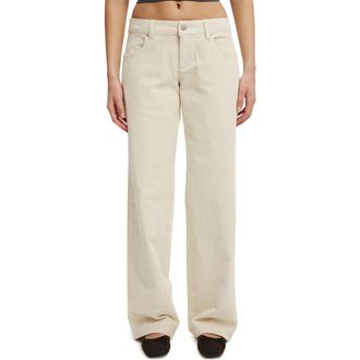 Cotton On Womens Low Rise Straight Cord Pant in Ecru at Nordstrom, Size 10