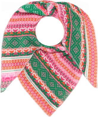 Zwillingsherz Dreieckstuch ZWILLINGSHERZ Maralda, Damen, gr&uuml;n pink orange, Strick, Materialmix, Modet&uuml;cher Dreieckstuch, farbenfrohes Muster, w&auml;rmend, Strick