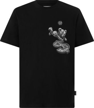 Philipp Plein Teddy Dollar Pattern Cotton T-Shirt