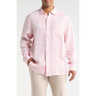Tommy Bahama Paradiso Plaid Button-Up Shirt in Passion Peach at Nordstrom, Size Xxx-Large